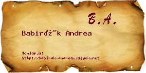 Babirák Andrea névjegykártya