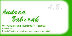 andrea babirak business card